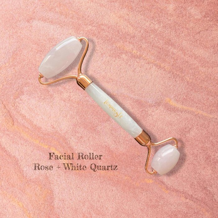 Lammaste Facial Roller | White Quartz | Rose Quartz Fixed Size