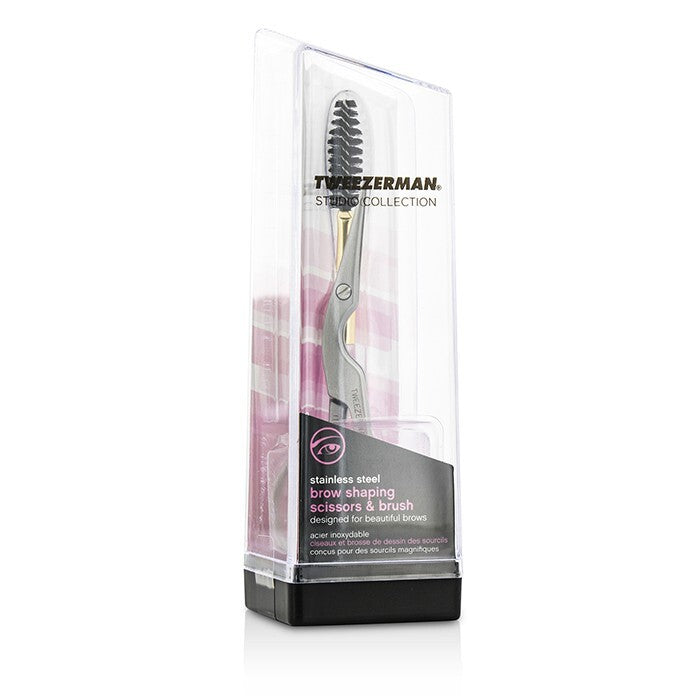 Tweezerman Ciseaux et Brosse de Modelage des Sourcils en Acier Inoxydable (Collection Studio) 2pcs