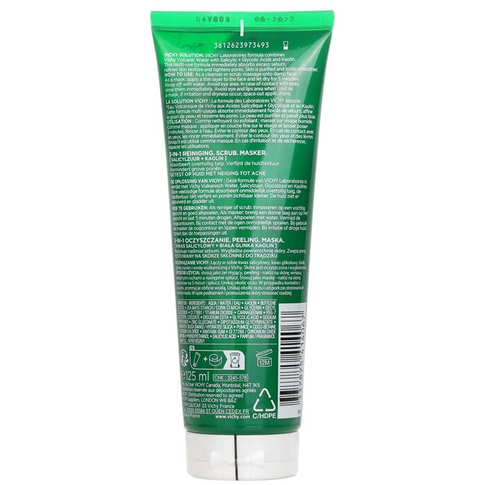 Vichy Normaderm 3 In 1 Scrub + Cleanser + Mask (For Acne Prone Skin / Sensitive Skin) 125ml