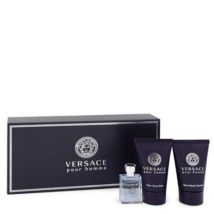 Versace Versace Pour Homme Gift Set - Mini Eau De Toilette + .8 oz After Shave Balm + .8 oz Hair + Body Shampoo