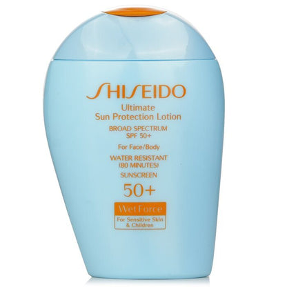 Shiseido Ultimate Sun Protection Lotion WetForce For Face & Body SPF 50+ - For Sensitive Skin & Children 100ml