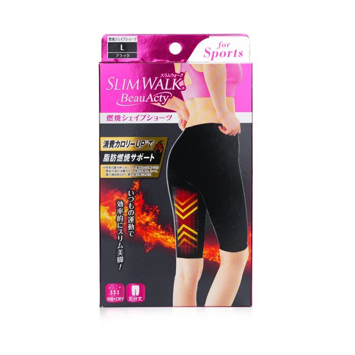 SlimWalk Compression Fat-Burning Support Shape Shorts -  Black (Size: L) 1pair