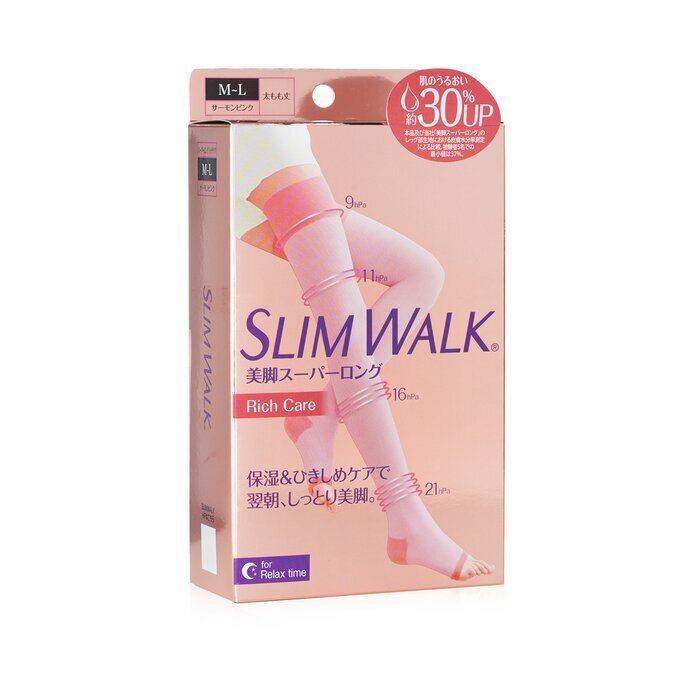SlimWalk Compression Open-Toe Socks For Relax, Moisturizing -  Pink (Size: M-L) 1pair