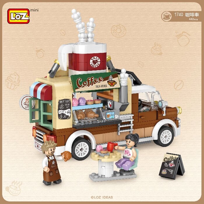LOZ Mini Blocks - Coffee Car Building Bricks Set 14 x 18 x 8 cm