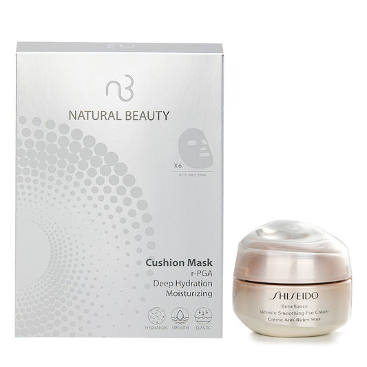 Benefiance Wrinkle Smoothing Eye Cream 15ml X Natural Beauty r-PGA Deep Hydration Moisturizing Cushion Mask 6x 20ml