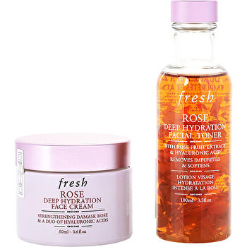 Fresh Deep Hydration Duo For Women - 2 Pc 90ml/3.3oz Rose Deep Hydration Facial Toner 30ml/1.6oz Rose Deep Hydration Face Cream 90ml/3.3oz